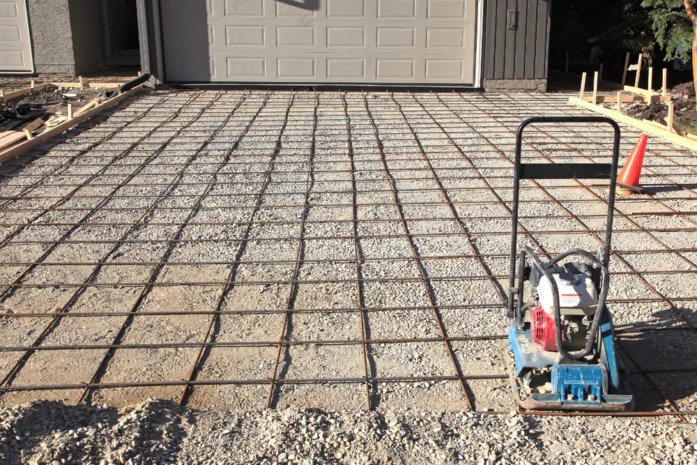 Concrete driveway rebar reinforcement and base prep Hickory NC — The Foothills Concrete Company